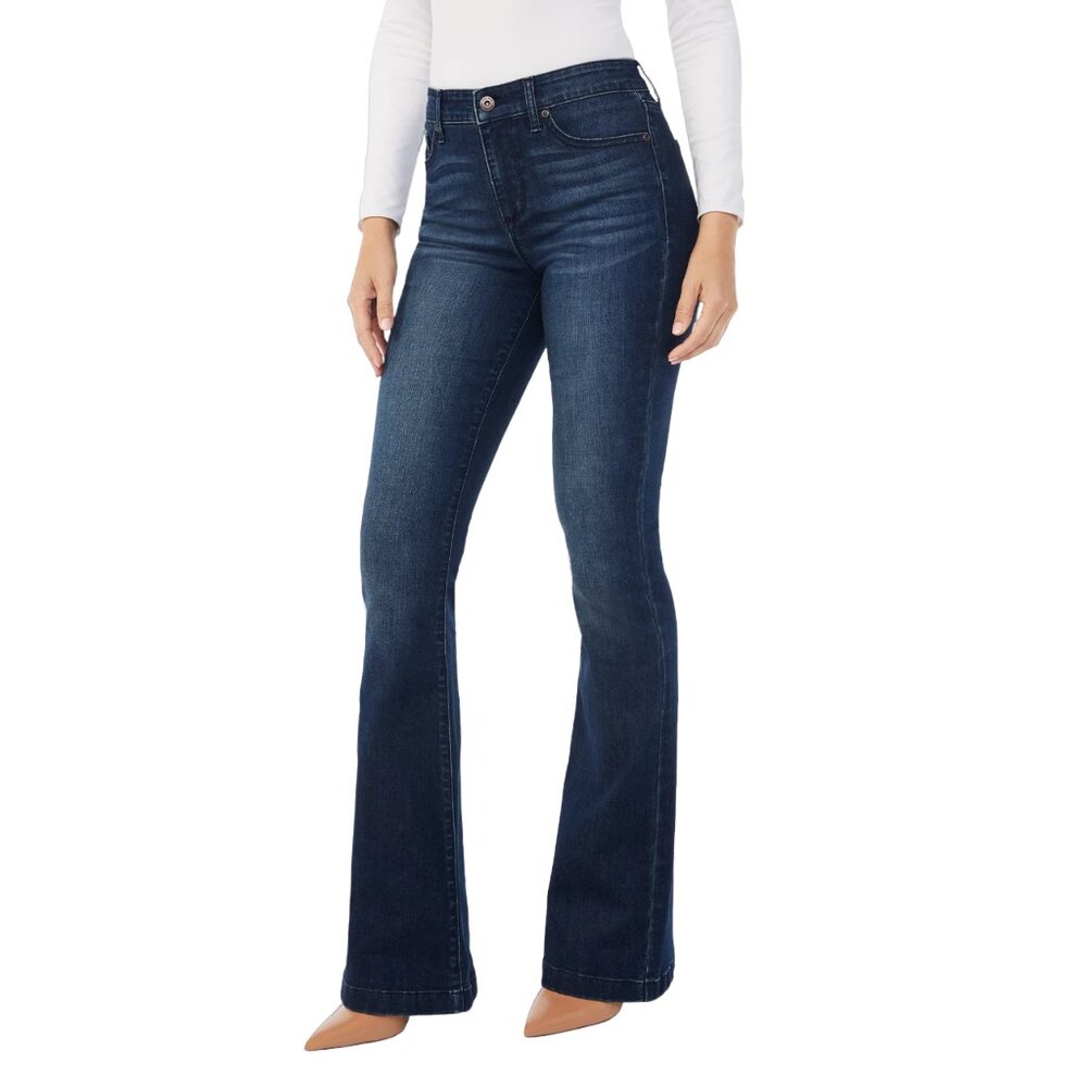 Sofia Vergara Jeans Womens Melisa High Rise Flare Leg Button Regular Fit Blue